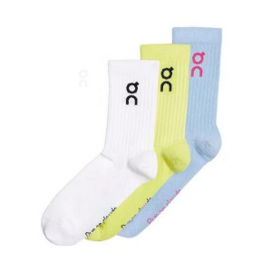 Calcetines On Running Logo 3-Pack Hombre Azules Blancos Amarillos | On_MX8781